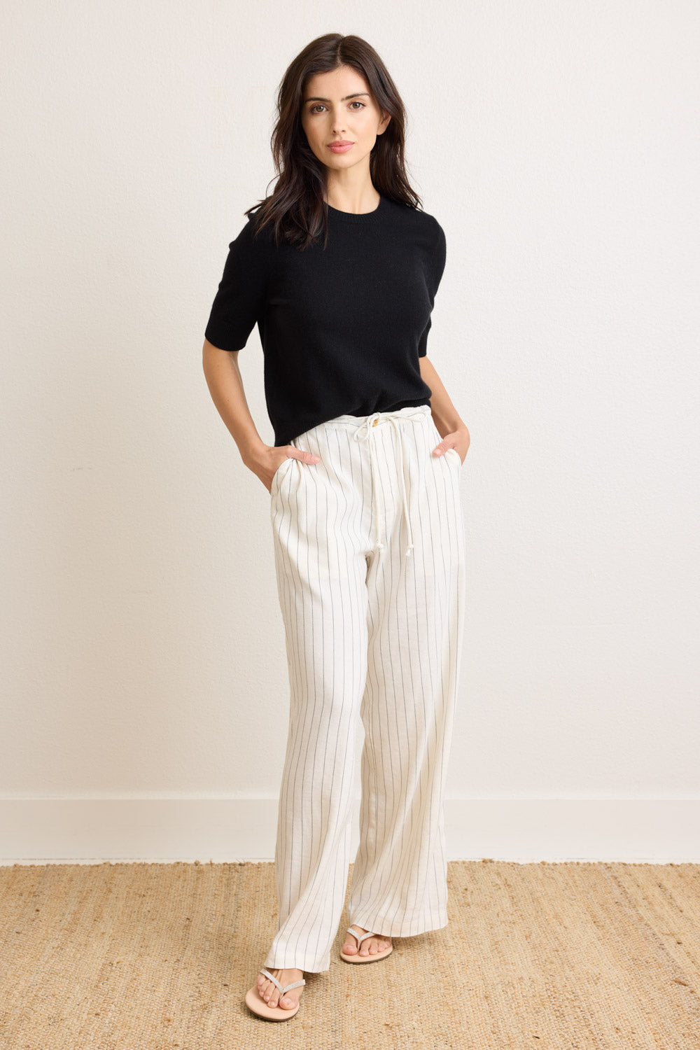 Brynn Stripe Tie Front Pant