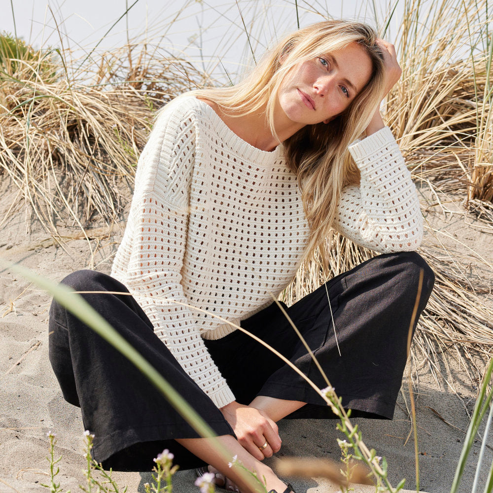Zoe Crochet Pullover in Ivory.  Not Monday.