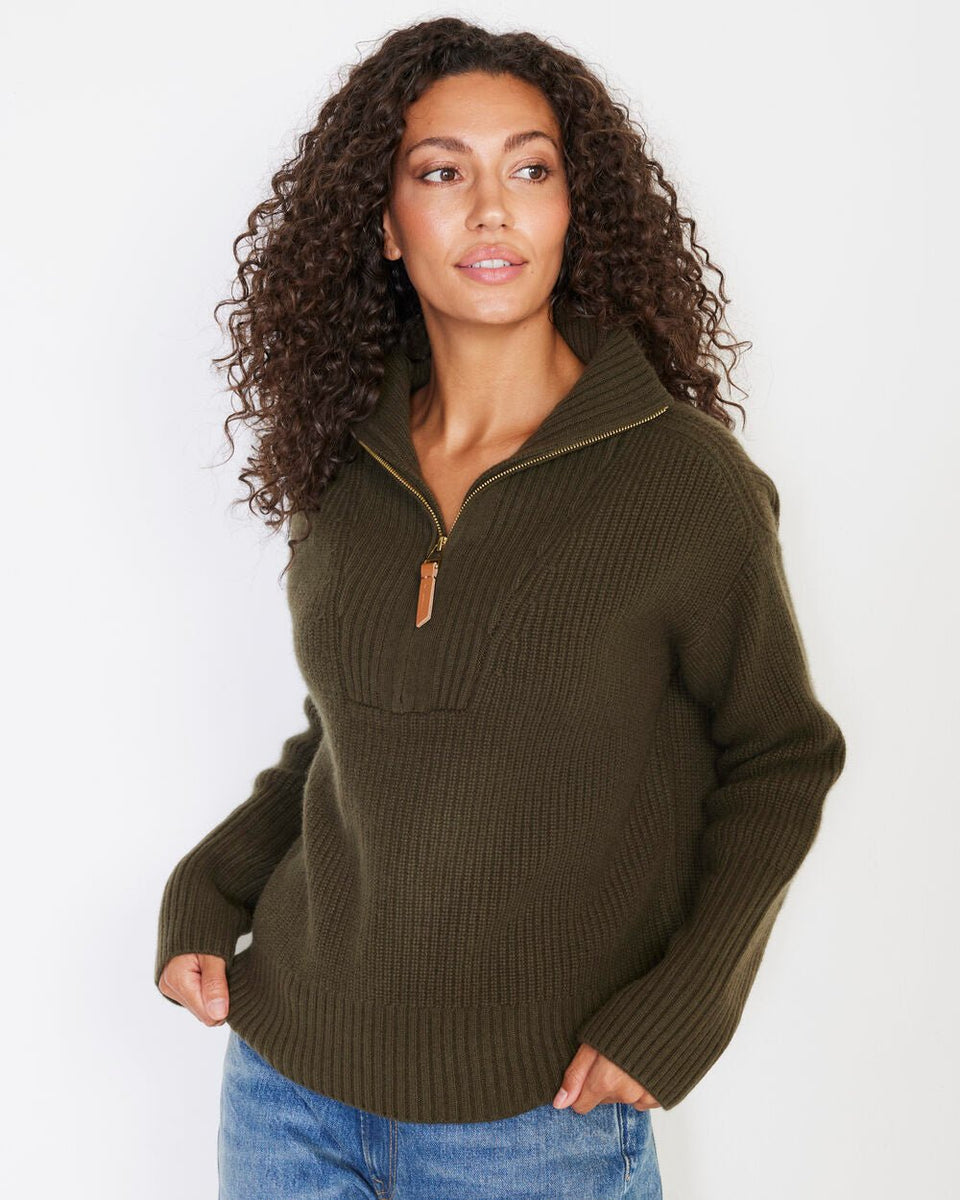 Maya Rib Cashmere Zip Henley. Not Monday.