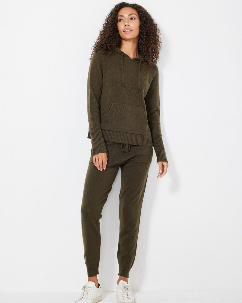 Alex Pure Cashmere Hoodie with Brooklyn Cashmere Joggers in Army.  Not Monday.