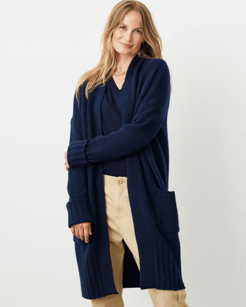 Marlowe Pure Cashmere Cardigan in Navy.  Not Monday.