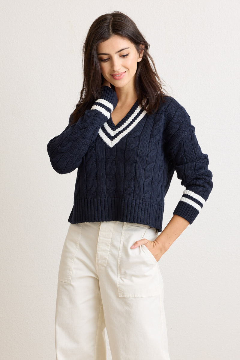 Blair Cable V-Neck Sweater
