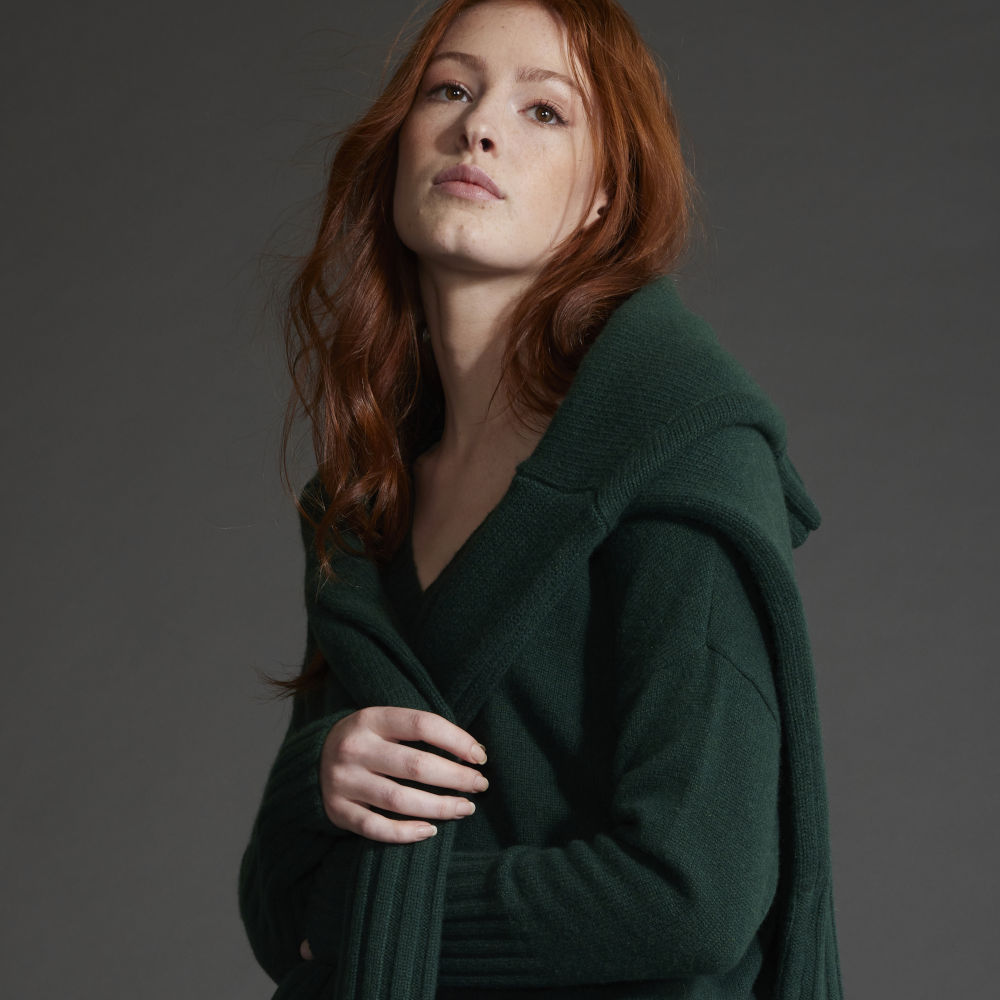 Pure Cashmere Sweaters in Jade.  Not Monday.