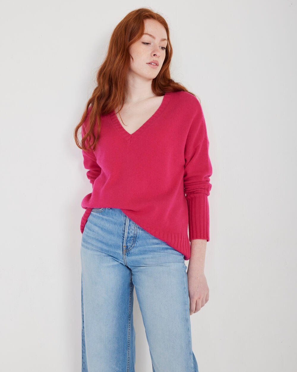 Ella Cashmere V - neck Sweater Pink - Not Monday