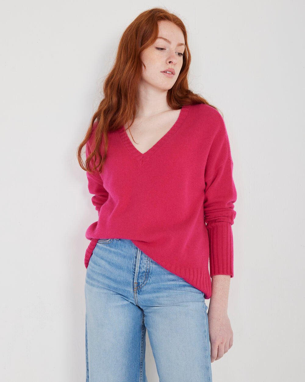 Ella Cashmere V - neck Sweater Pink - Not Monday