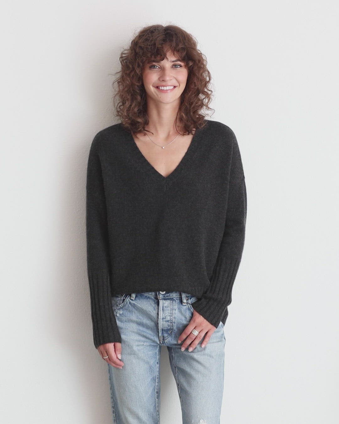 
                  
                    Load and play video in Gallery viewer, Ella Cashmere V-neck Sweater
                  
                