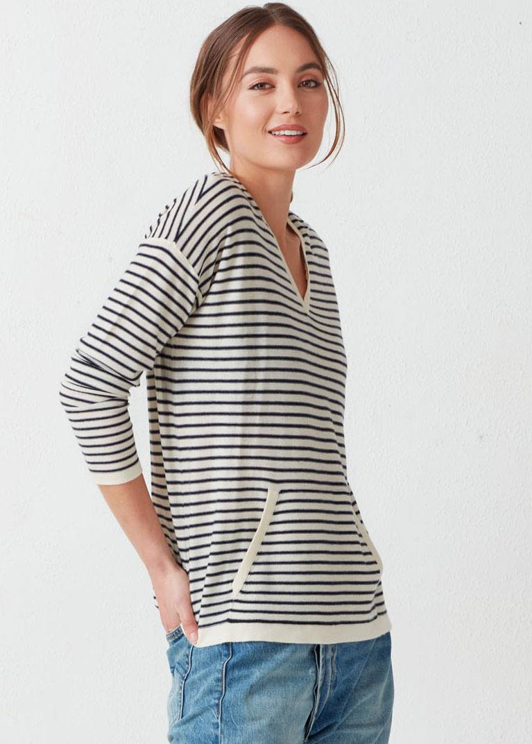 Kinsley Cashmere Hoodie Stripe - Not Monday