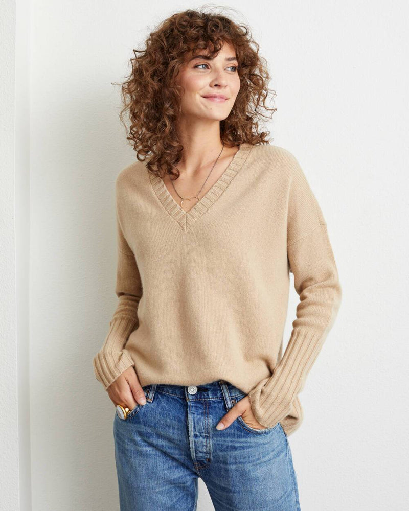 
                  
                    Siena Pure Cashmere V-neck Sweater - Not Monday
                  
                